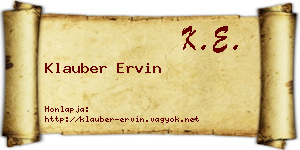 Klauber Ervin névjegykártya